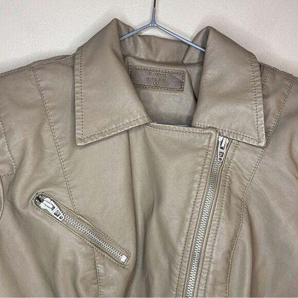 Blank NYC Brown/Tan Vegan Leather Moto Biker Jacket Size Small - Picture 2 of 9